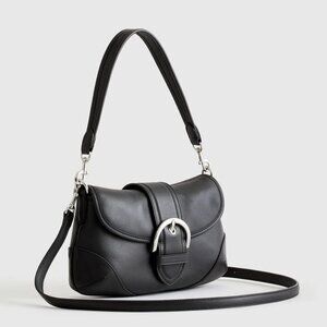 Quince - Italian Leather Buckle Detail Shoulder Bag - New